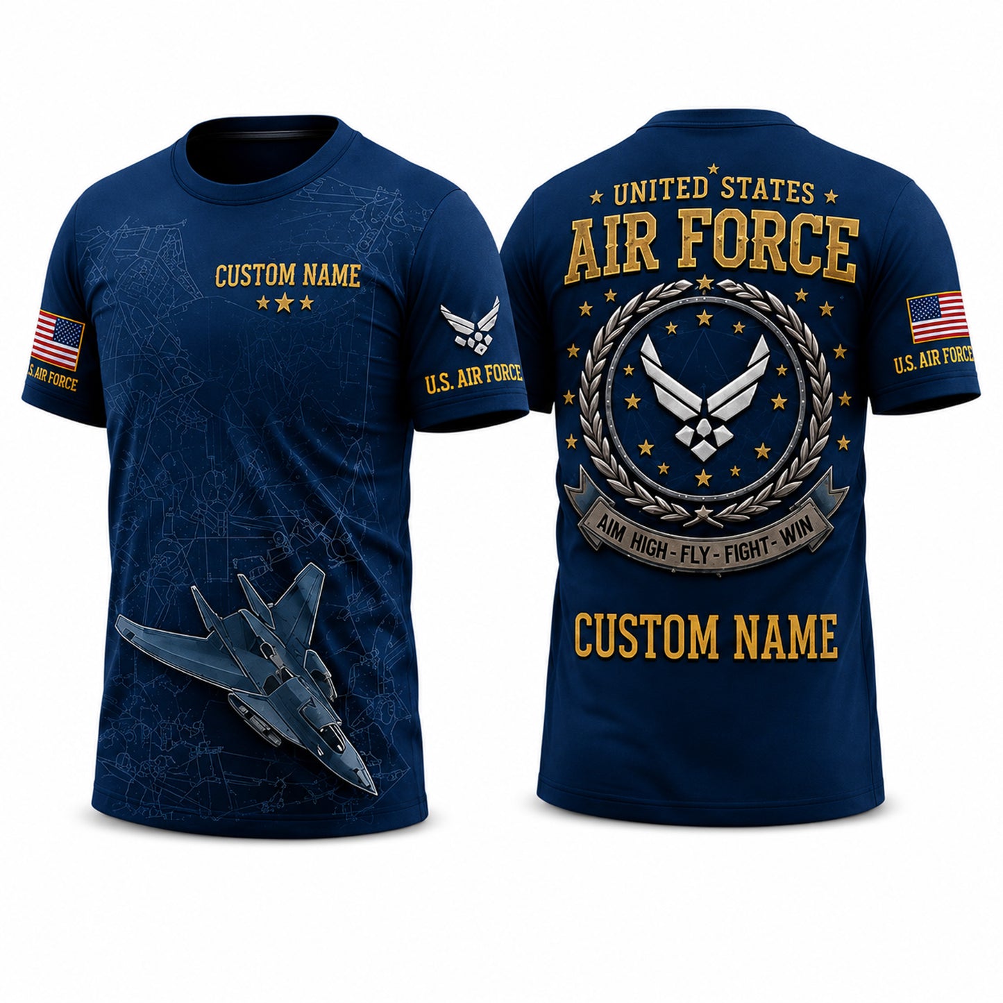 Personalized Military Veteran All-Over Print T-Shirt – Custom Name Patriotic Shirt for Army, Navy, Air Force, Marines & Coast Guard