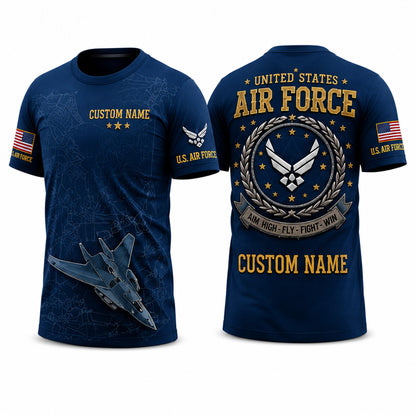 Personalized Military Veteran All-Over Print T-Shirt – Custom Name Patriotic Shirt for Army, Navy, Air Force, Marines & Coast Guard