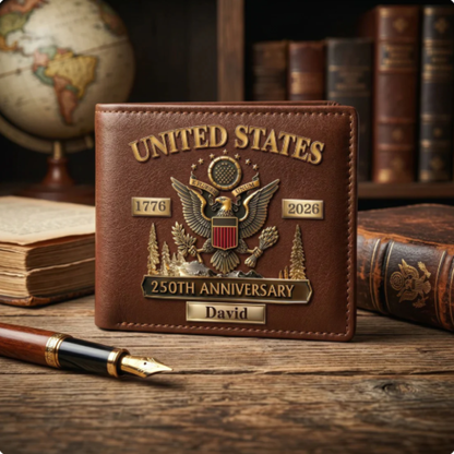 Personalized United States 250th Anniversary Leather Wallet