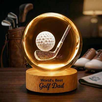 Globe Lamp Golf Crystal Ball Night Light, Warm Glow Golf Scene, Unique Gift for Best Dad