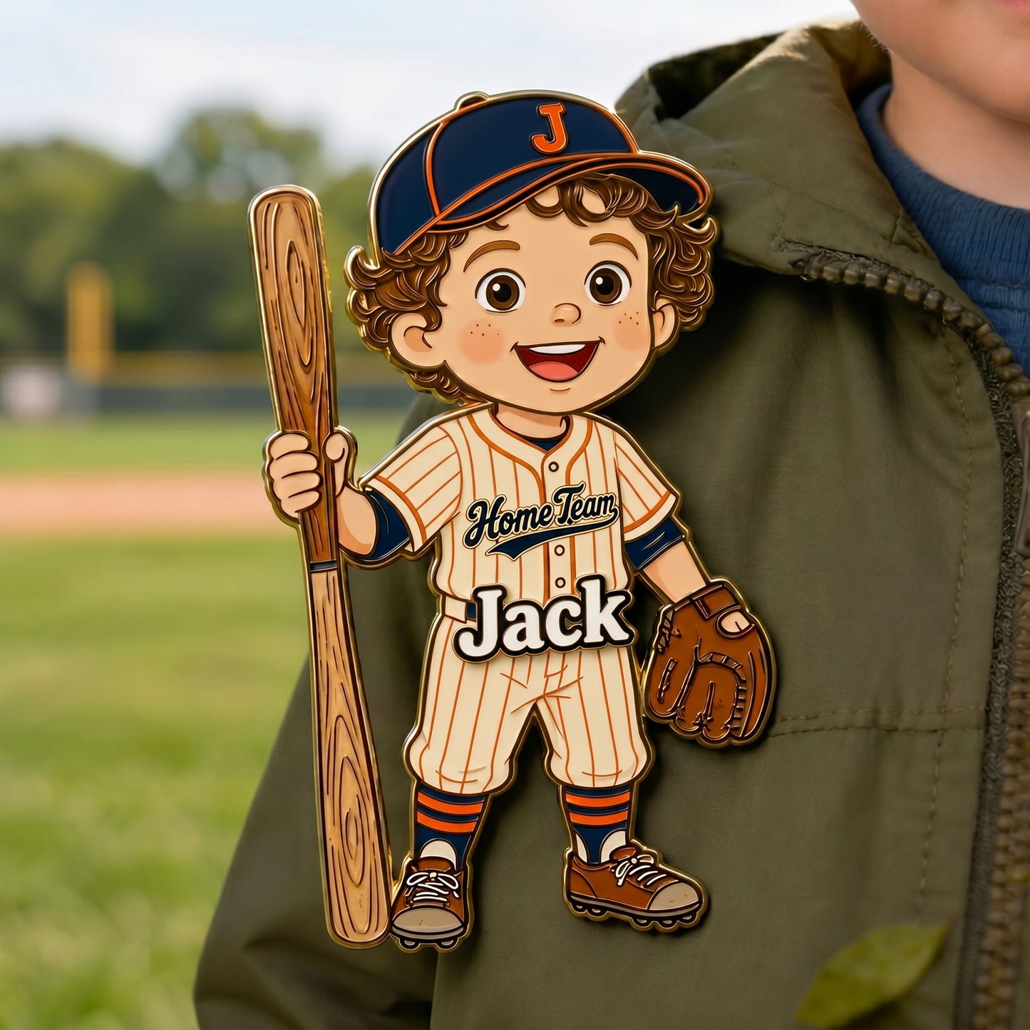 Personalized Baseball Player 3D Embossed Enamel Pin – Custom Name & Photo Baseball Gift for Players, Kids, Coaches & Fans