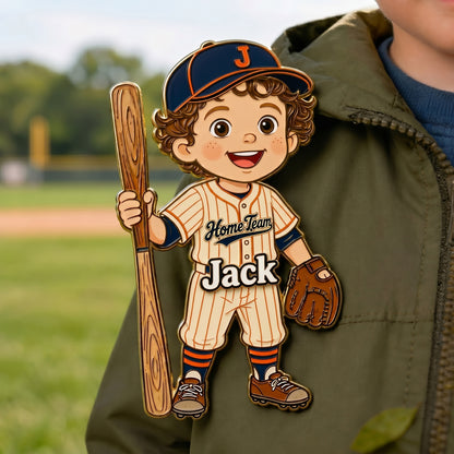 Personalized Baseball Player 3D Embossed Enamel Pin – Custom Name & Photo Baseball Gift for Players, Kids, Coaches & Fans