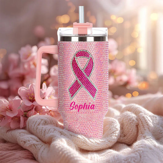 A Personalized Breast Cancer Tumbler That Celebrates Her Strength, Courage & Every Beautiful Moment 💗