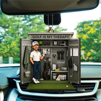Golf Is My Therapy With Golf Clubs And Balls, Personalized Custom Wood Ornament, Gift For Golf Lovers And Sports Enthusiasts