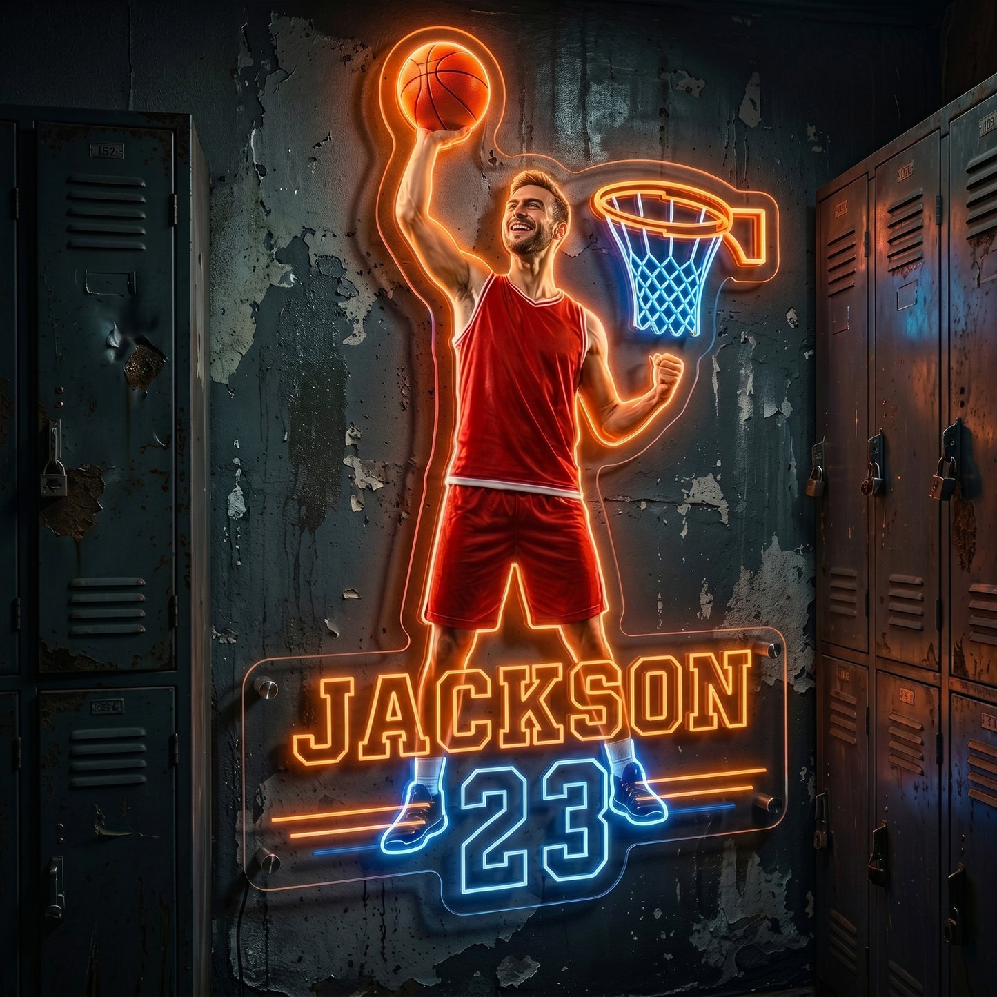 Basketball Signature Sign - Personalized Basketball Player LED Light Acrylic Sign
