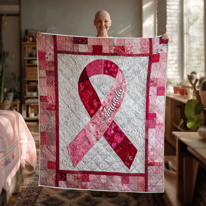 Personalized Breast Cancer Awareness Quilt – A Heartfelt Gift for Mom