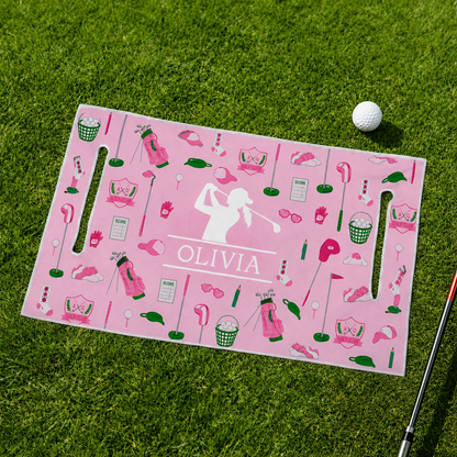Personalized Golf Club Wreath Plaid Golf Cart Seat Cover with Name and Initial Golf Course Gear Birthday Daily Use Gift for Golf Player Lover
