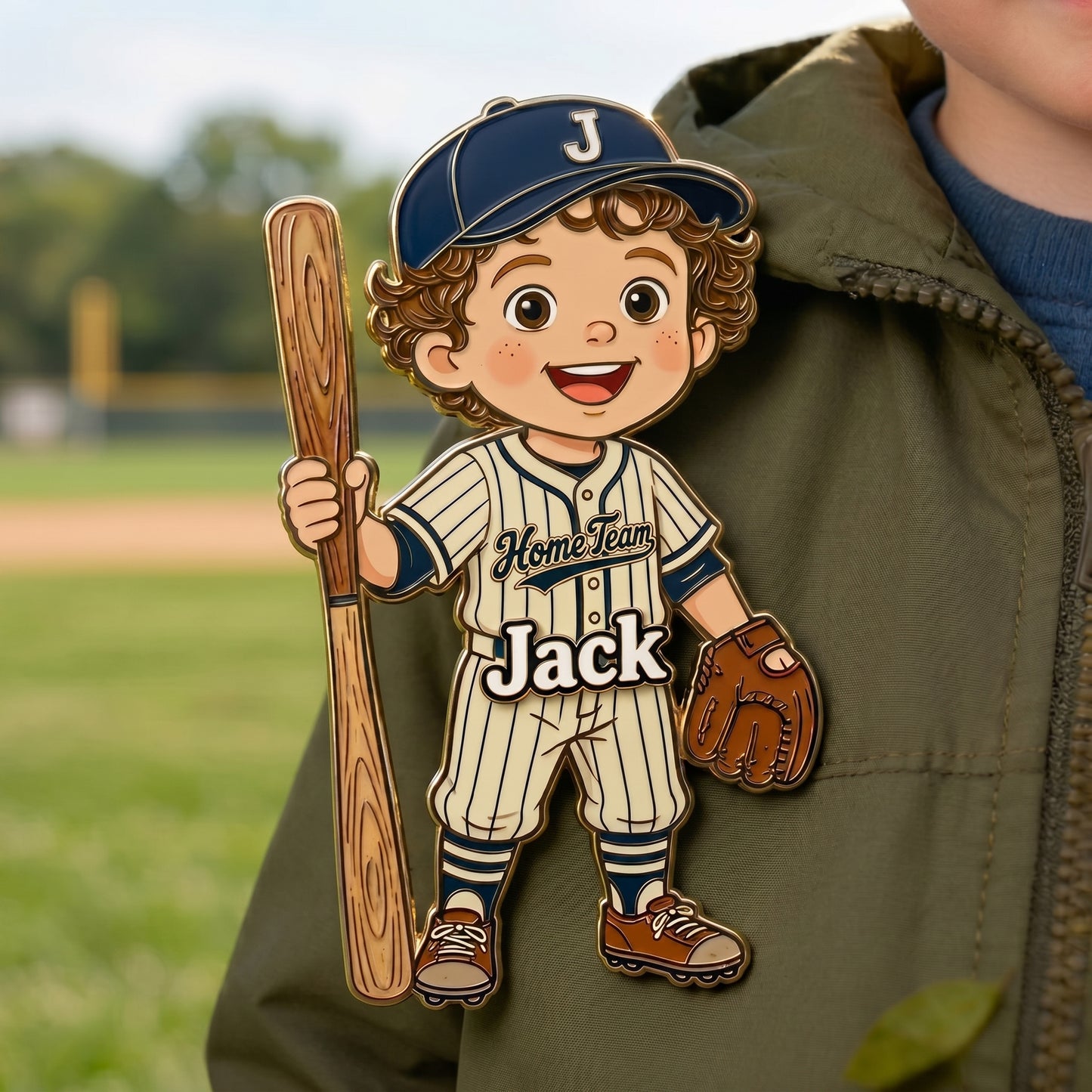 Personalized Baseball Player 3D Embossed Enamel Pin – Custom Name & Photo Baseball Gift for Players, Kids, Coaches & Fans