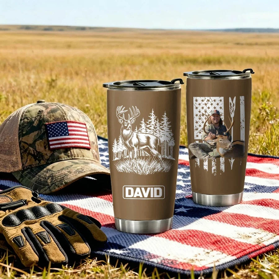 Personalized Hunting Tumbler Gifts for Hunter, Christmas Gifts for Husband, Dad, Father's Day