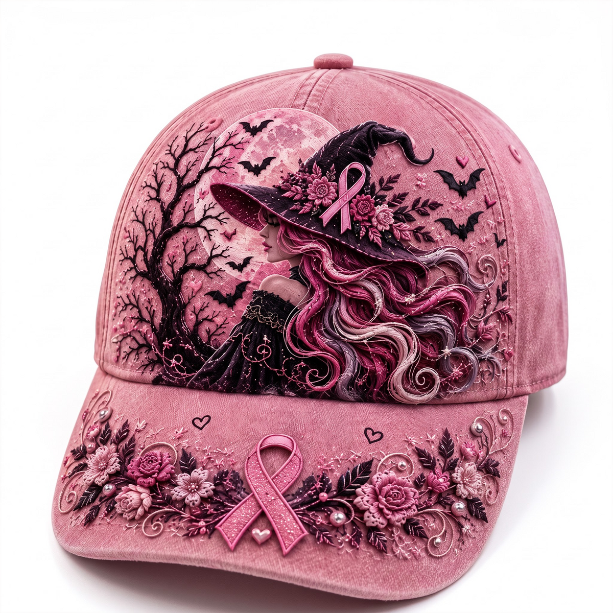 Personalized Breast Cancer Awareness Hat, Pink Ribbon Baseball Cap, Breast Cancer Survivor Gift, Custom Name Hat for Women, Cancer Support Gift