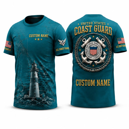 Personalized Military Veteran All-Over Print T-Shirt – Custom Name Patriotic Shirt for Army, Navy, Air Force, Marines & Coast Guard