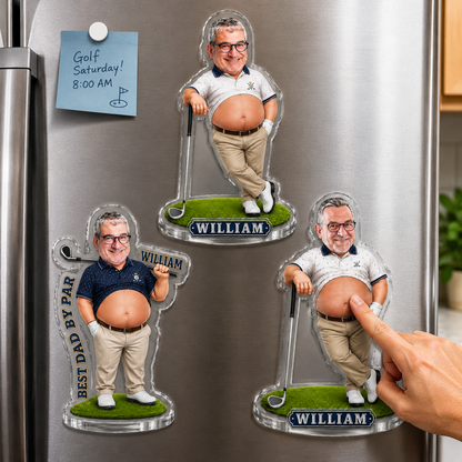 Custom Photo Golf Belly Dad - Personalized Squishy Acrylic Fridge Magnet