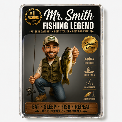 Personalized Fishing Legend Custom Photo Acrylic Plaque – Limited Edition Fishing Dad Grandpa Gift