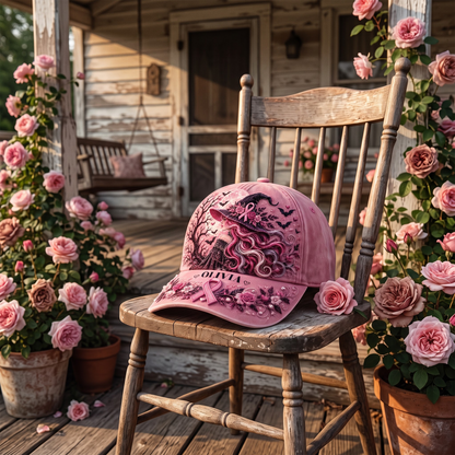 Personalized Breast Cancer Awareness Hat, Pink Ribbon Baseball Cap, Breast Cancer Survivor Gift, Custom Name Hat for Women, Cancer Support Gift