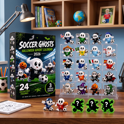 Personalized Soccer Ghosts Halloween Advent Calendar 2026, 24 Collectible Figures, Custom Name Spooky Countdown Gift