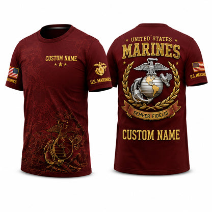 Personalized Military Veteran All-Over Print T-Shirt – Custom Name Patriotic Shirt for Army, Navy, Air Force, Marines & Coast Guard