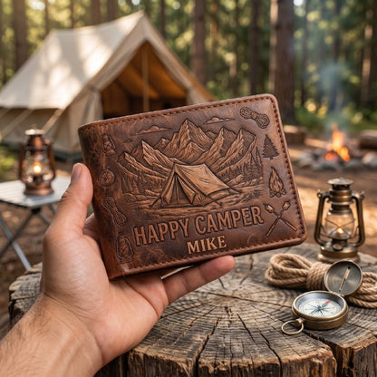 Legend Of The Campsite - Personalized Camping Leather Wallet