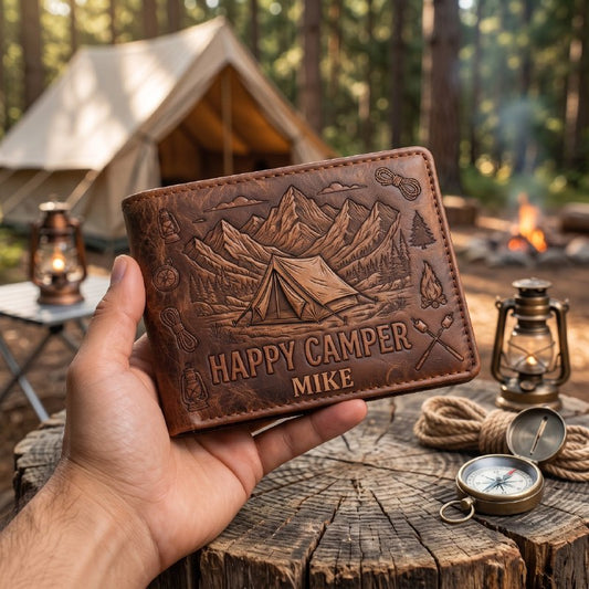 Legend Of The Campsite - Personalized Camping Leather Wallet