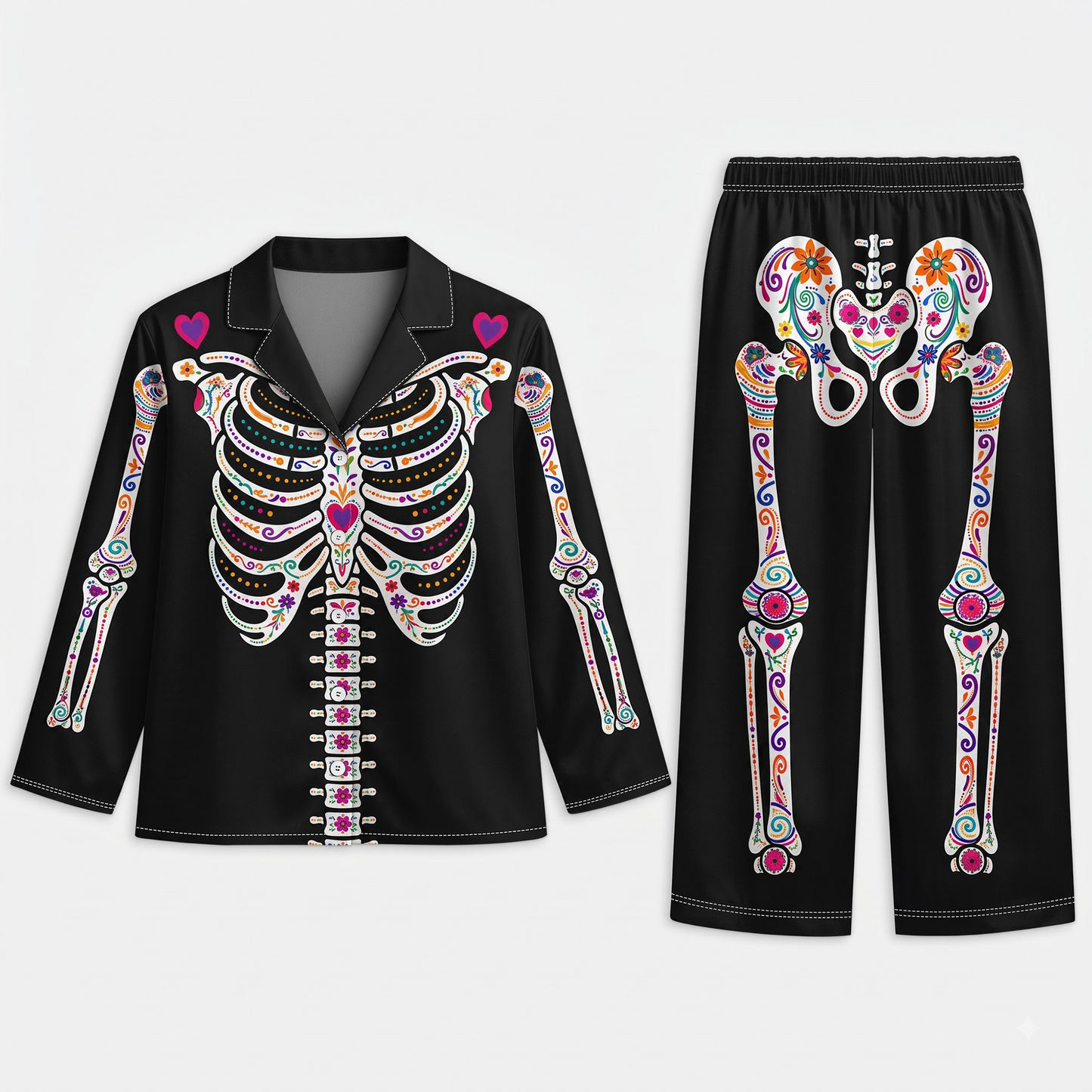 Personalised Sugar Skull Skeleton Pyjamas for Halloween