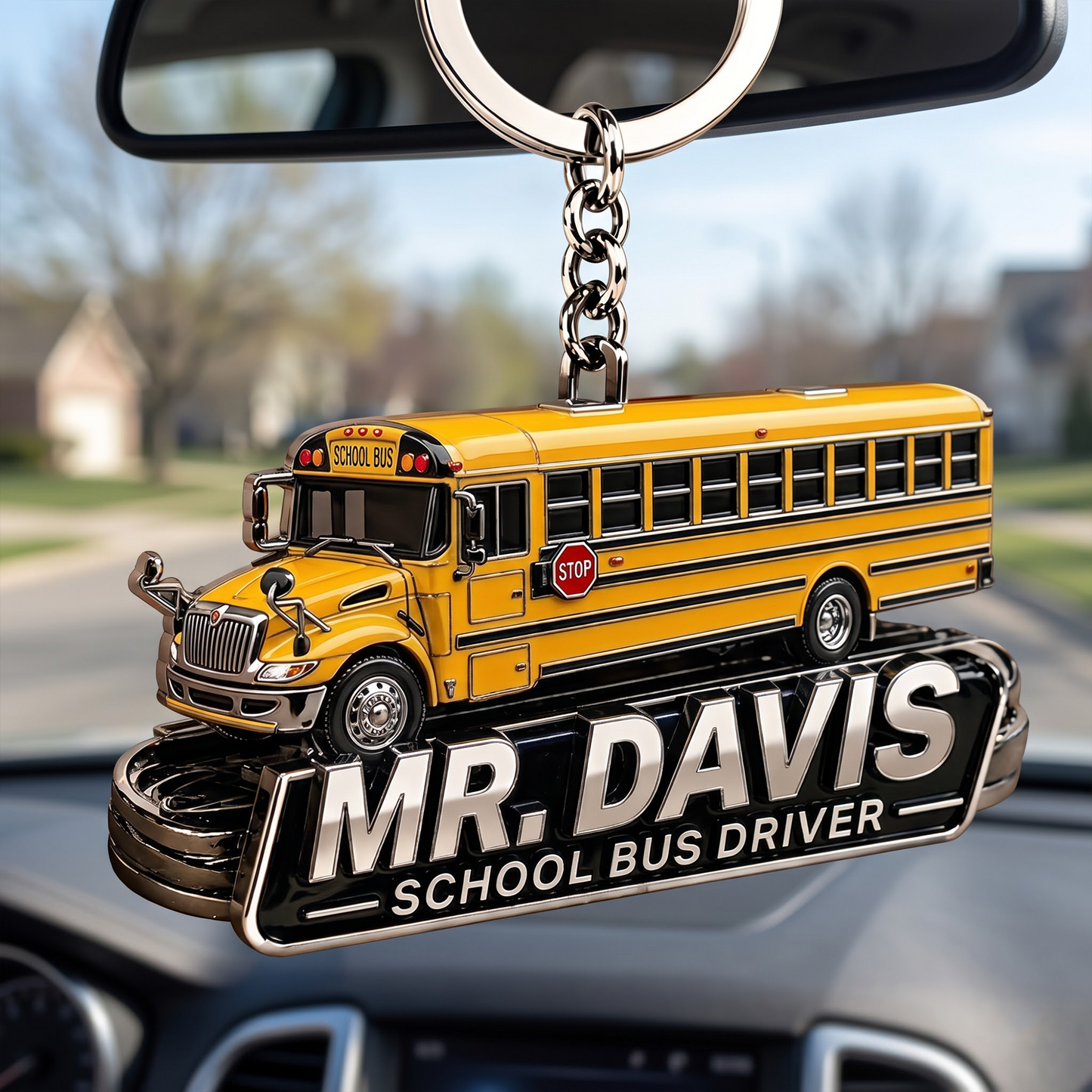 Personalized School Bus Driver Keychain, Custom Name Gift for School Bus Drivers
