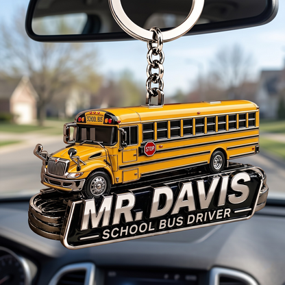 Personalized School Bus Driver Keychain, Custom Name Gift for School Bus Drivers