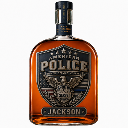 Personalized American Police Whiskey Bottle – Custom Name Law Enforcement Gift