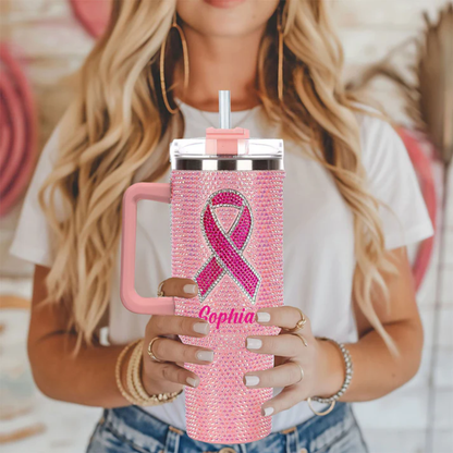 A Personalized Breast Cancer Tumbler That Celebrates Her Strength, Courage & Every Beautiful Moment 💗