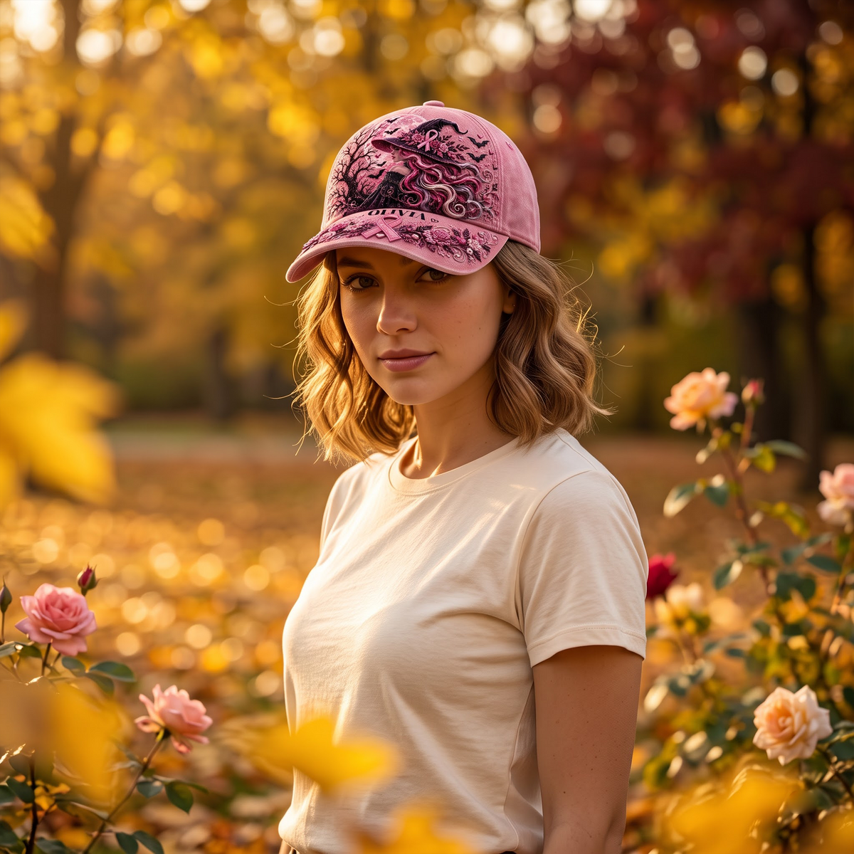 Personalized Breast Cancer Awareness Hat, Pink Ribbon Baseball Cap, Breast Cancer Survivor Gift, Custom Name Hat for Women, Cancer Support Gift