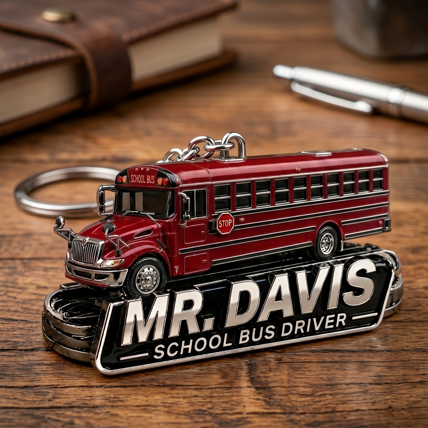 Personalized School Bus Driver Keychain, Custom Name Gift for School Bus Drivers