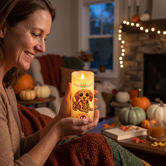 Custom Pet Portrait Day Of The Dead Mexican Hispanic Style - Personalized Candles