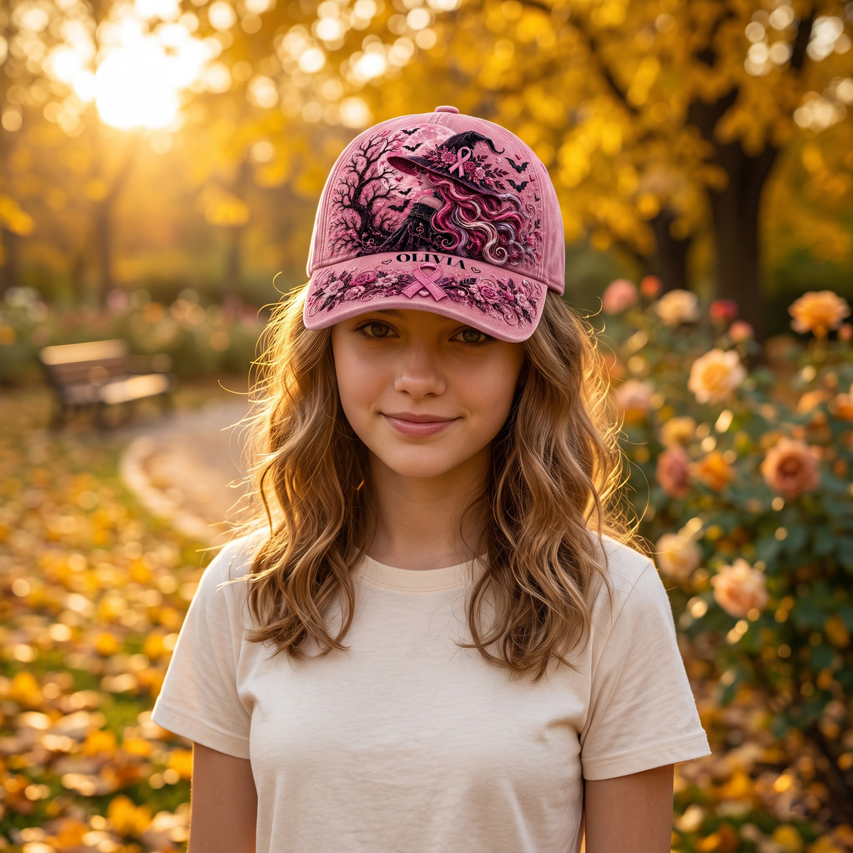 Personalized Breast Cancer Awareness Hat, Pink Ribbon Baseball Cap, Breast Cancer Survivor Gift, Custom Name Hat for Women, Cancer Support Gift