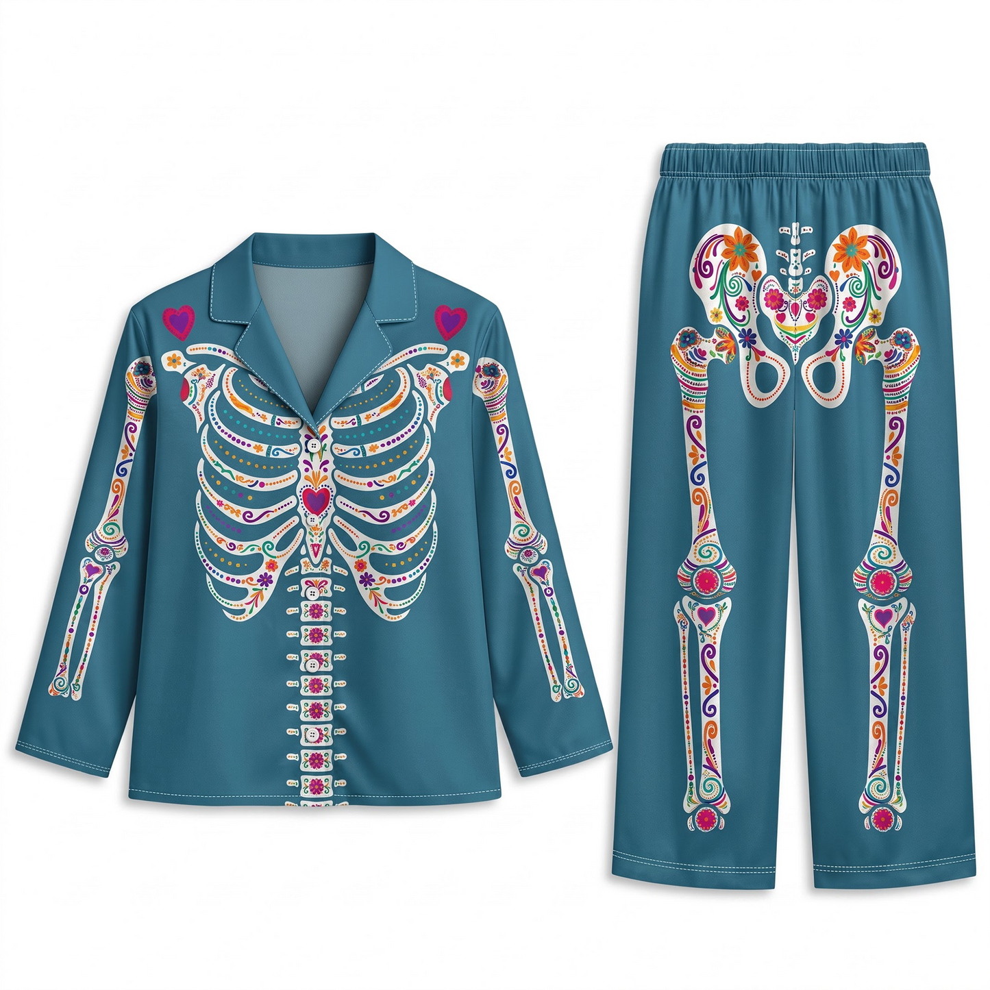 Personalised Sugar Skull Skeleton Pyjamas for Halloween