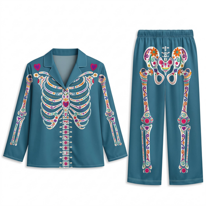 Personalised Sugar Skull Skeleton Pyjamas for Halloween