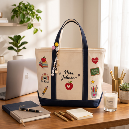 Custom Name Monogram Beach Bag Back to School Teacher Gift