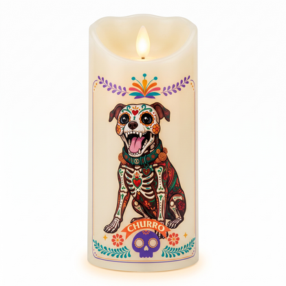 Custom Pet Portrait Day Of The Dead Mexican Hispanic Style - Personalized Candles