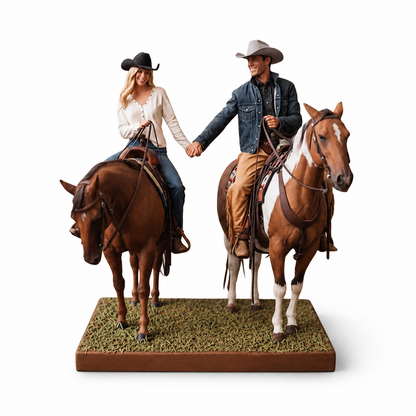 Personalized Cowboy & Cowgirl Horse Riding Figurine