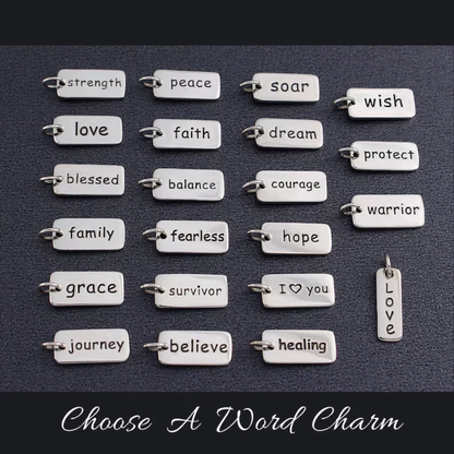 Breast Cancer Awareness Necklace - Personalized Survivor Name Charm Gift