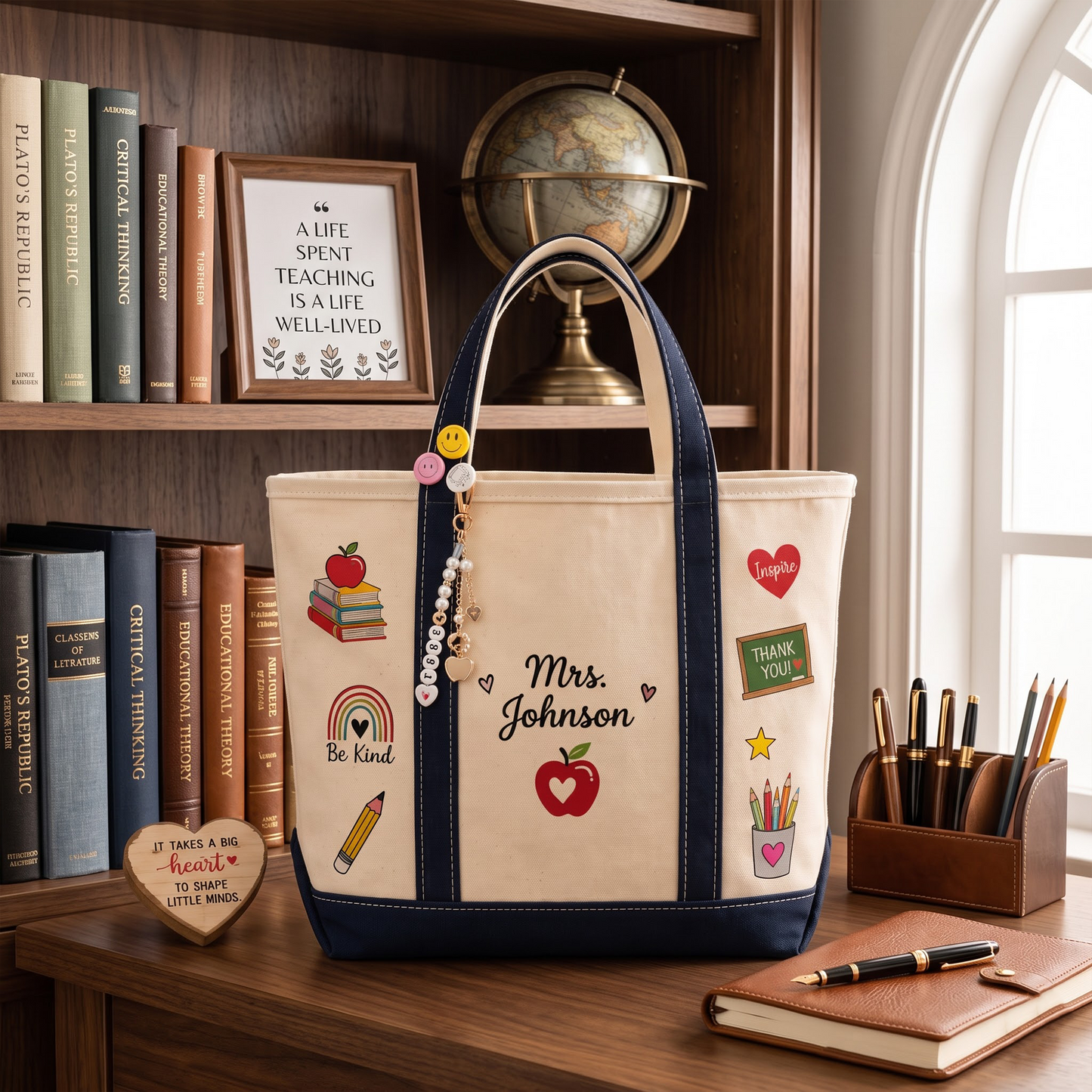 Custom Name Monogram Beach Bag Back to School Teacher Gift