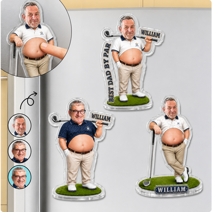 Custom Photo Golf Belly Dad - Personalized Squishy Acrylic Fridge Magnet