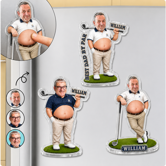 Custom Photo Golf Belly Dad - Personalized Squishy Acrylic Fridge Magnet