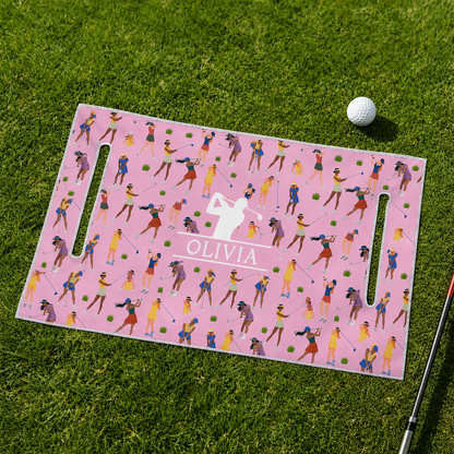 Personalized Golf Club Wreath Plaid Golf Cart Seat Cover with Name and Initial Golf Course Gear Birthday Daily Use Gift for Golf Player Lover