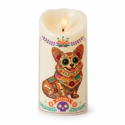Custom Pet Portrait Day Of The Dead Mexican Hispanic Style - Personalized Candles