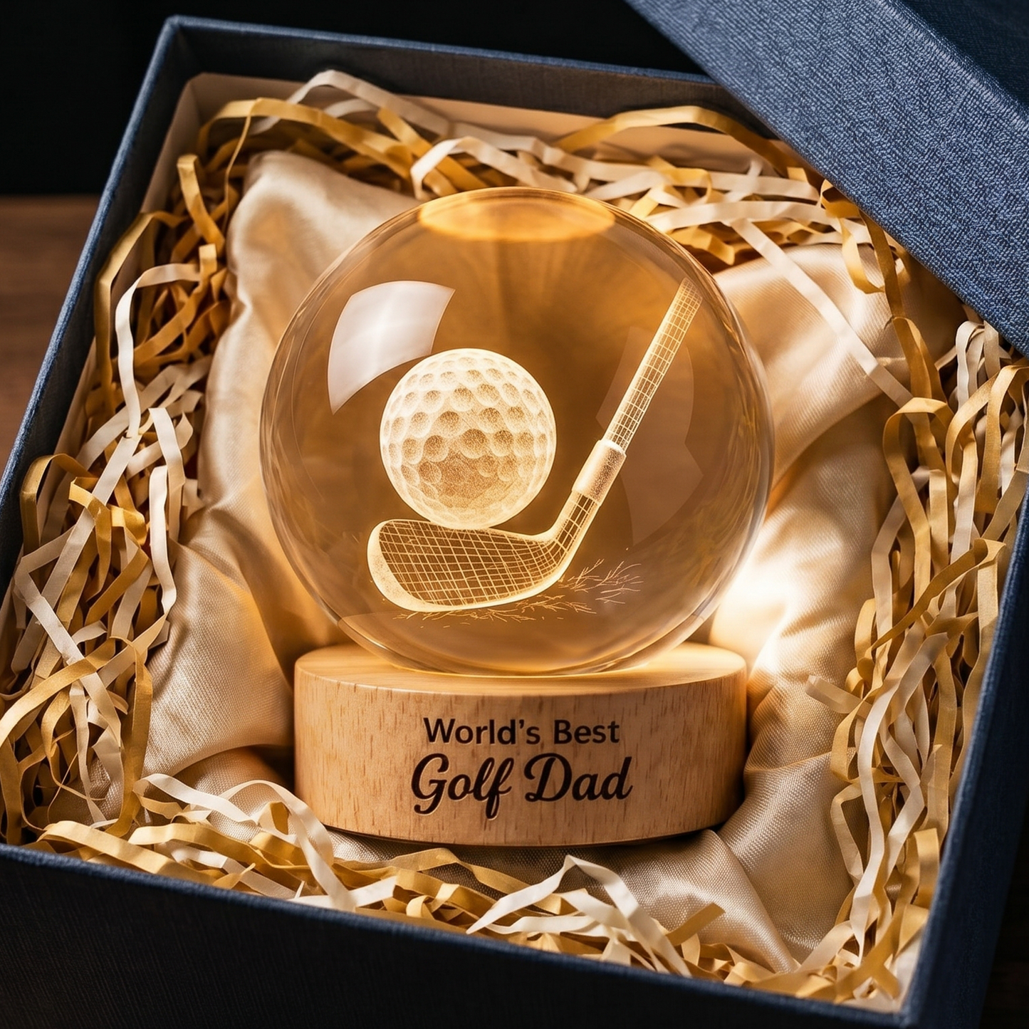 Globe Lamp Golf Crystal Ball Night Light, Warm Glow Golf Scene, Unique Gift for Best Dad