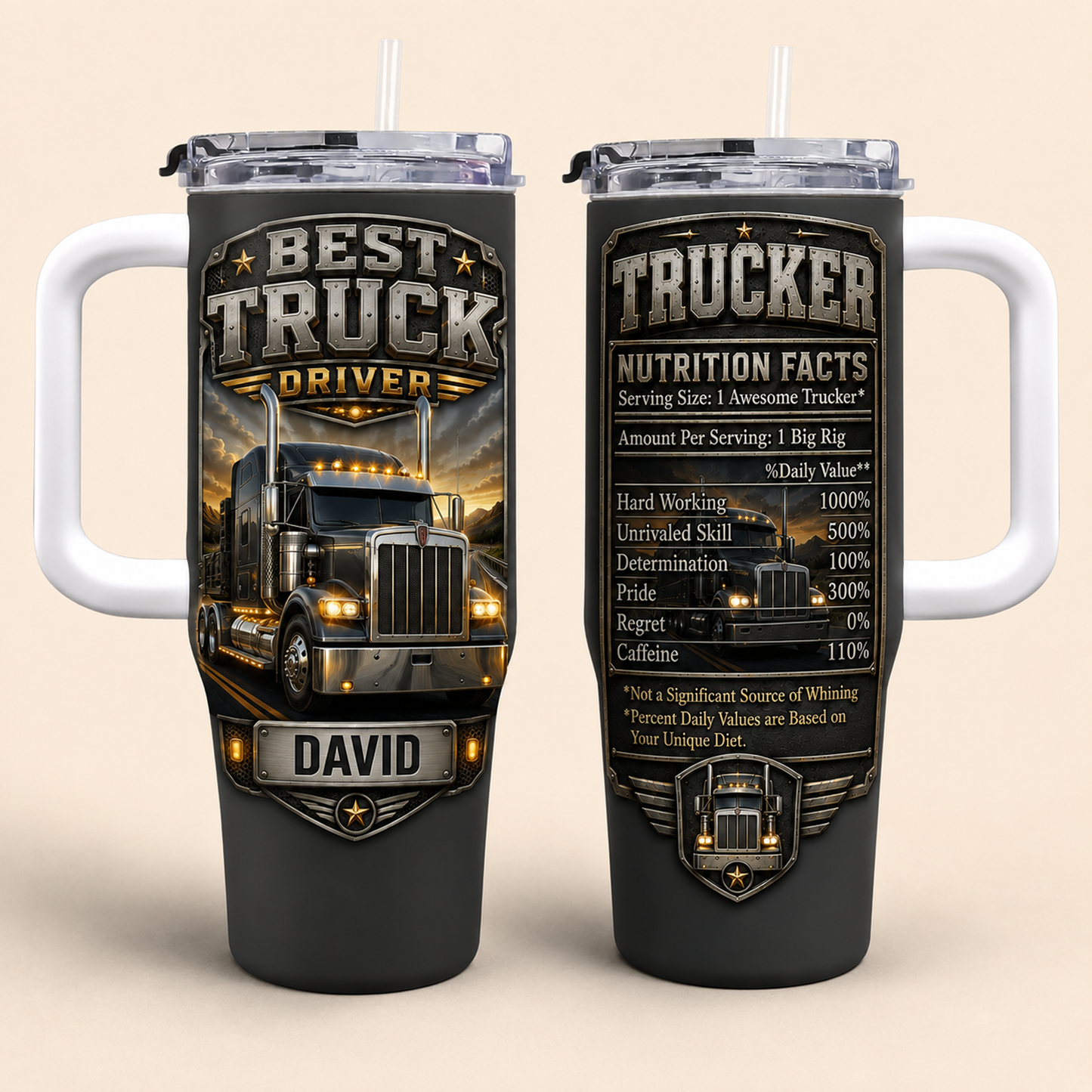 Best Truck Driver, Personalized 40oz Tumbler With Straw, Gift For Truck Drivers