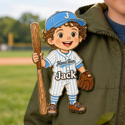 Personalized Baseball Player 3D Embossed Enamel Pin – Custom Name & Photo Baseball Gift for Players, Kids, Coaches & Fans