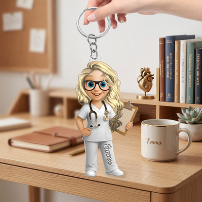 Personalized To My Favorite Nurse Acrylic Keychain – Custom Name Nurse Appreciation Gift