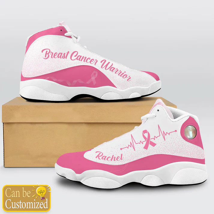 Personalized Breast Cancer Awareness Shoes – Custom Name High Top Sneakers