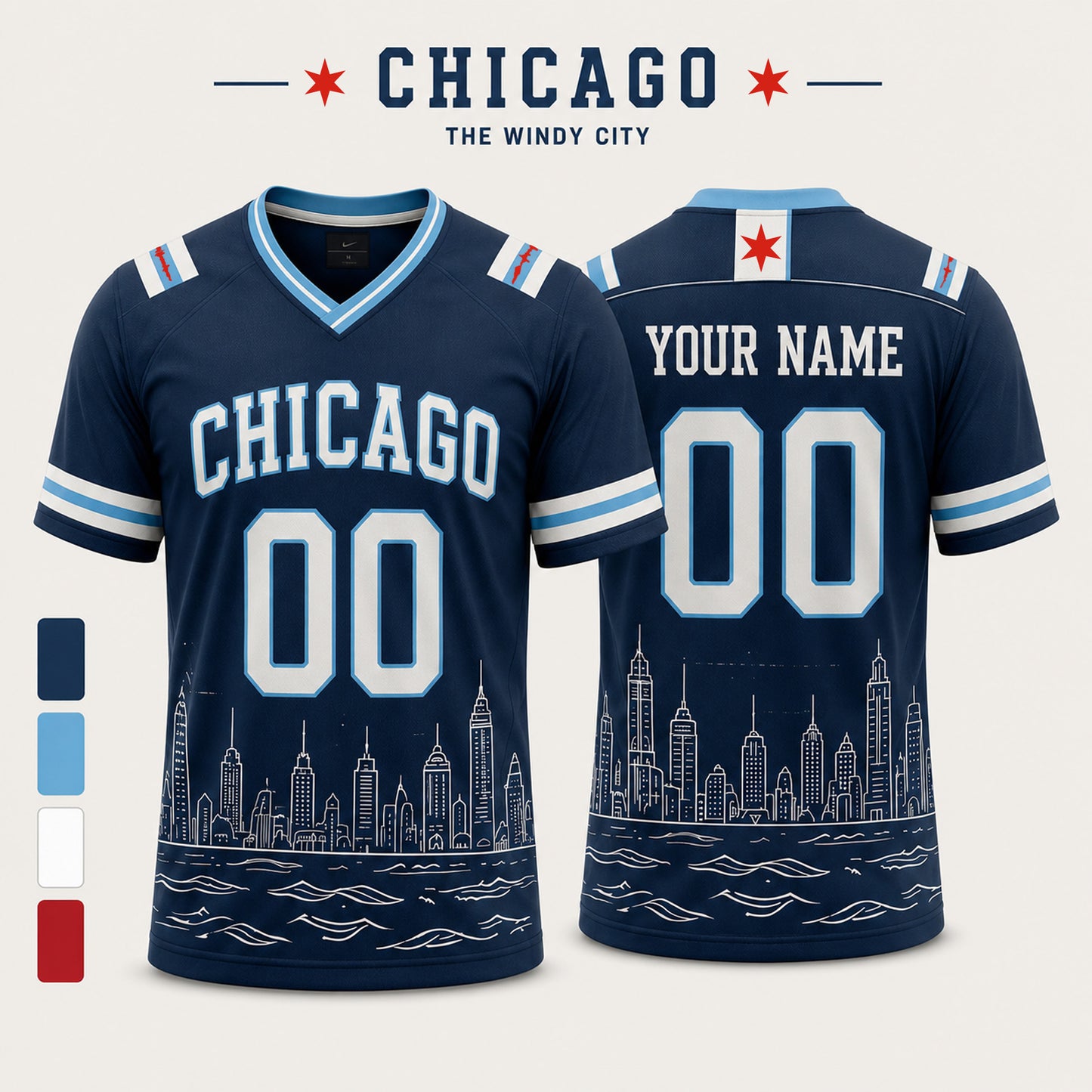 Personalized City State Football Jersey – Custom Name & Number All-Over Print Hybrid Mesh Jersey