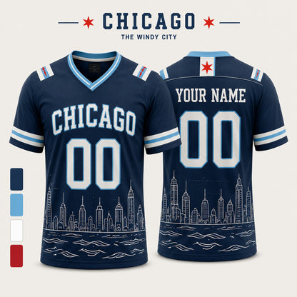 Personalized City State Football Jersey – Custom Name & Number All-Over Print Hybrid Mesh Jersey