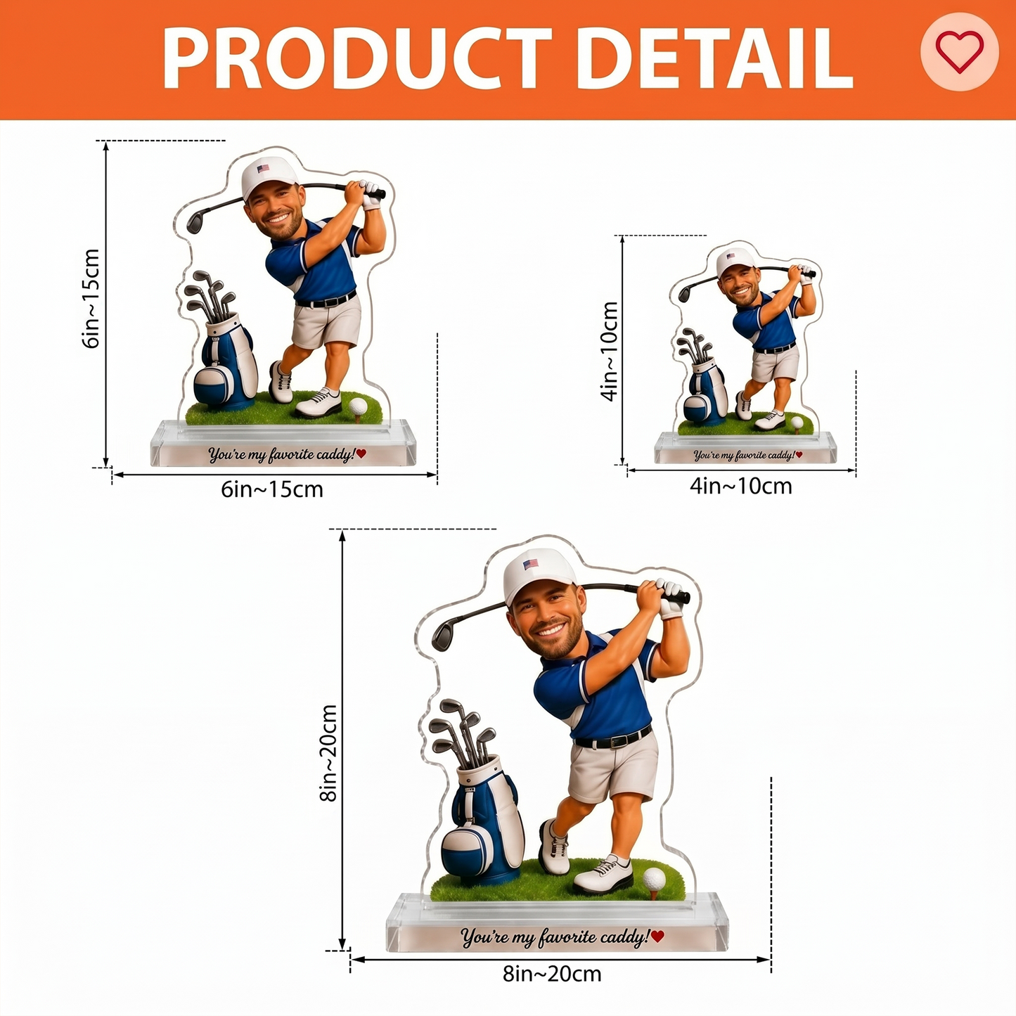 Funny Golf Gift Cartoonish Exaggerated Mascot Style – Personalized Photo Custom Shaped Acrylic Plaque
